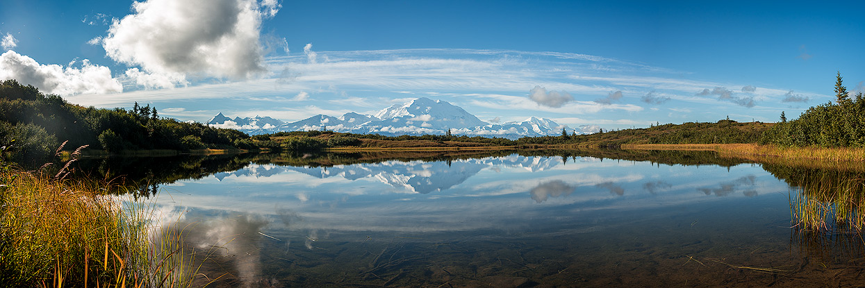 One of the most iconic and often-photographed images of Denali is from Reflection Pond close to Wonder Lake Campground