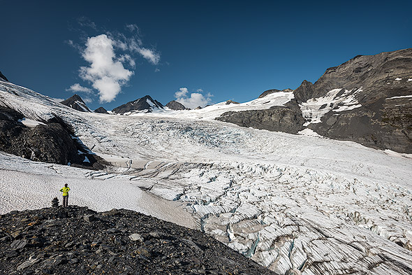 Gletscher-Panorama am Ende des Worthington Ridge Trails