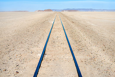 Railway tracks in the desert